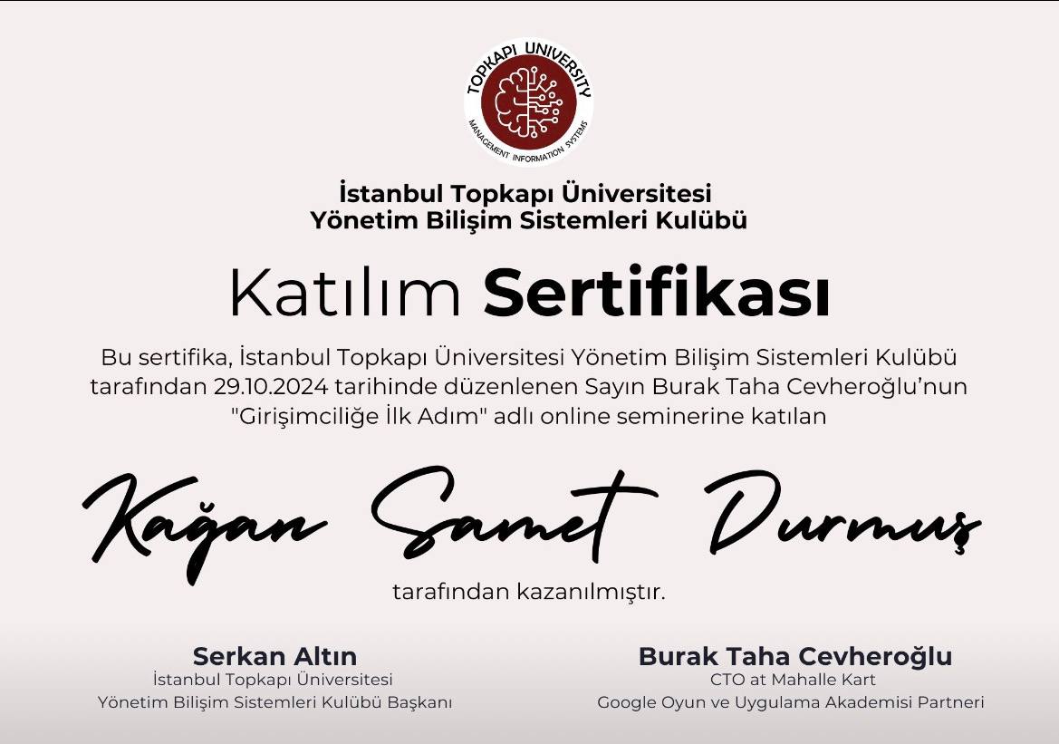 Girişimcilik sertifikası görseli